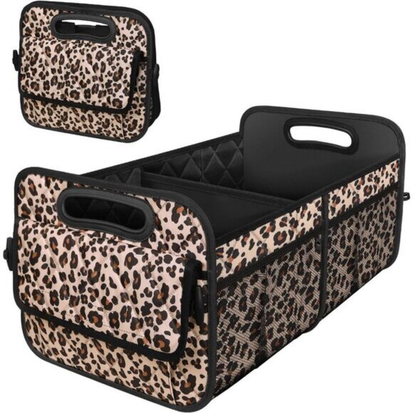 🆕Men Leopard Print Car Organizer Storage with 6 Pocket Accessoriesizer Trunk - Picture 4 of 9